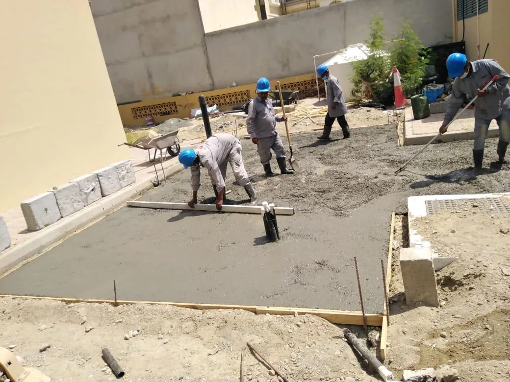 Concrete pour for equipment foundation