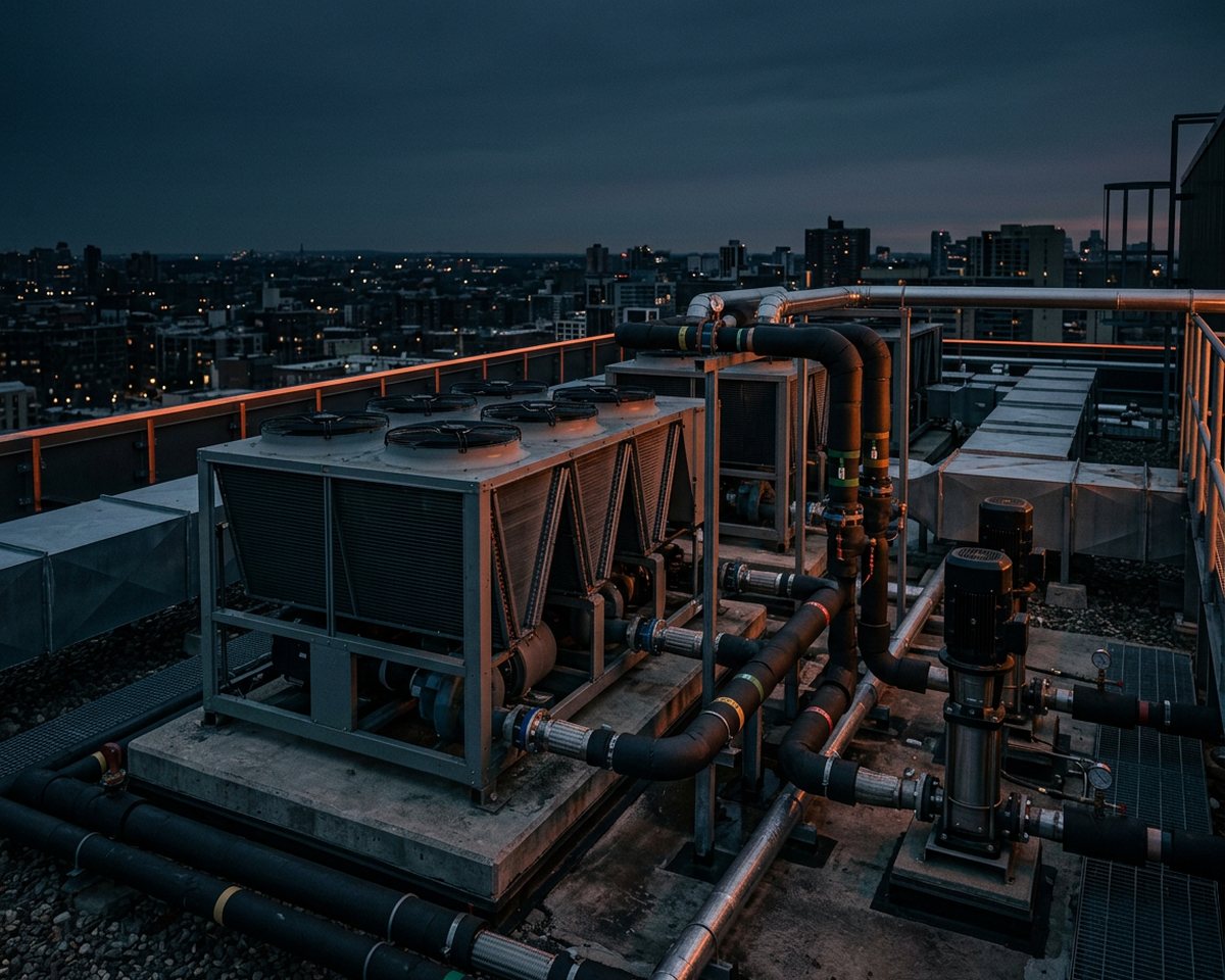 Chilled-water and airside HVAC plant installation